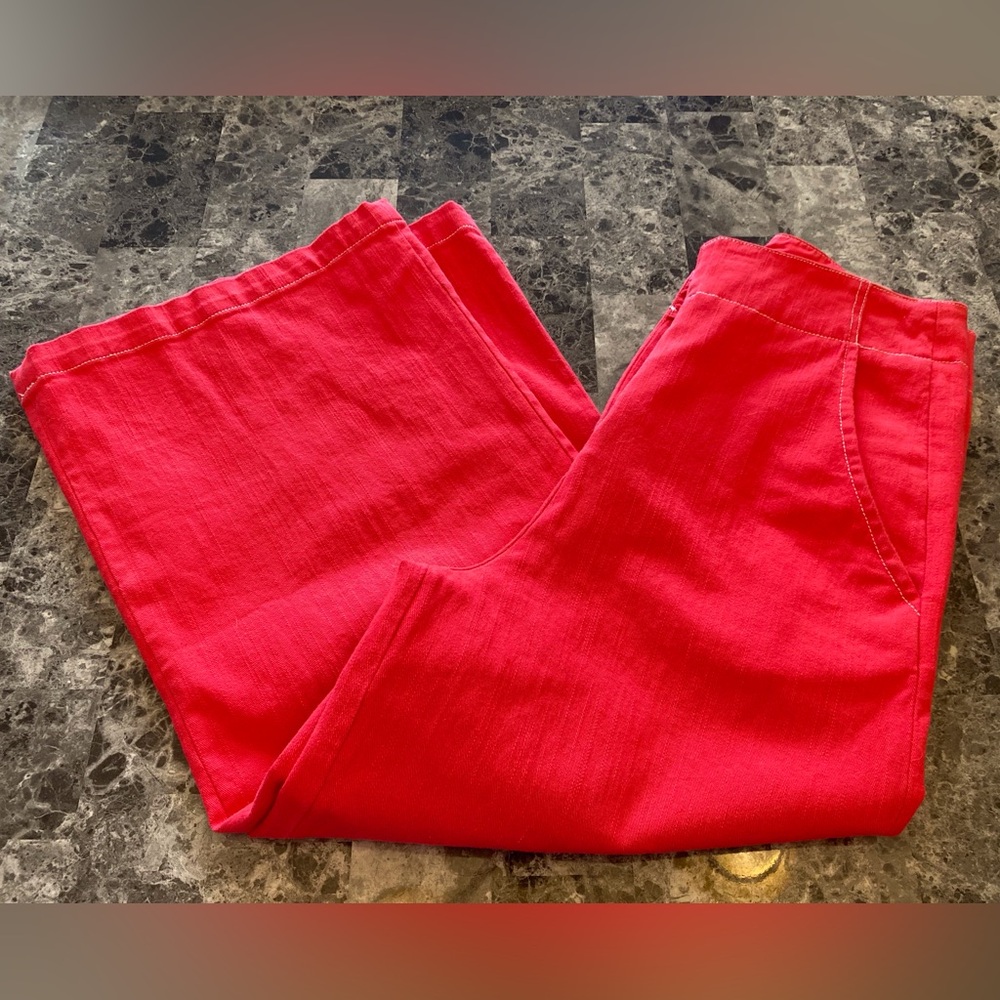 Apple Red ASTR Wide Leg Casual Cropped Pant Stretch Denim Preppy Travel Size MED - Picture 7 of 15